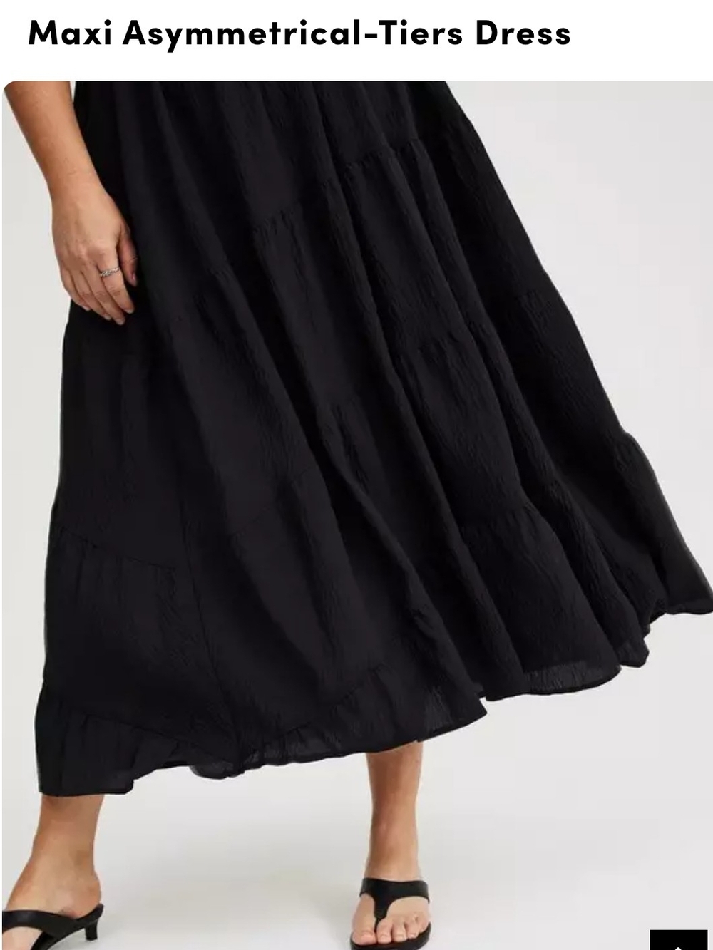 Black Maxi Asymmetrical-Tier Dress - Picture 4 of 5